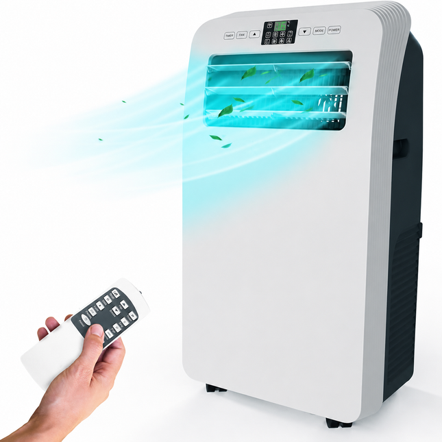 Climatiseur Mobile 12 000 BTU (+50m²) Puissant & Silencieux - Nouveauté - Déshumidificateur - Ventilateur et Climatisation - Clim Mobile avec Télécommande