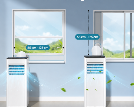 Climatiseur mobile 9000 BTU (+30m²) 2,6 kW (avec télécommande), climatiseur portable quatre en un, fonctionnement silencieux, écran LED, minuterie 24 heures