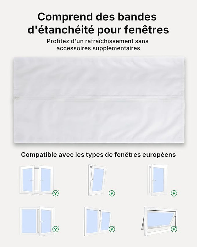 Climatiseur Mobile 7000 BTU (+ 20m²) 3-en-1 Écoénergétique Climatiseur Portable, Kit Fenêtre Inclus, Contrôle Via Appli Télécommande, Silencieux 48 dB, Minuterie 24 H, Idéal Pour Pièces Jusqu’à 20 m²